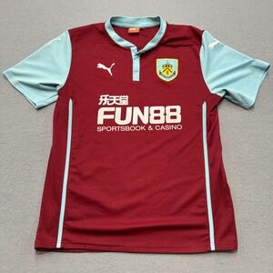Puma Burnley FC Home Shirt Men's Large Maroon Fun88 Soccer Athletic Sportswear